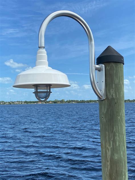 Wall Mount Gooseneck Aluminum Dock Light Dome Shade Wlarge Pad