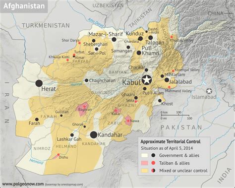 Street names and houses, address search. Afghanistan: Map of Taliban Control in April 2014 ...