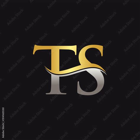 Gold And Silver Letter Ts Logo Design With Black Background Ts Letter