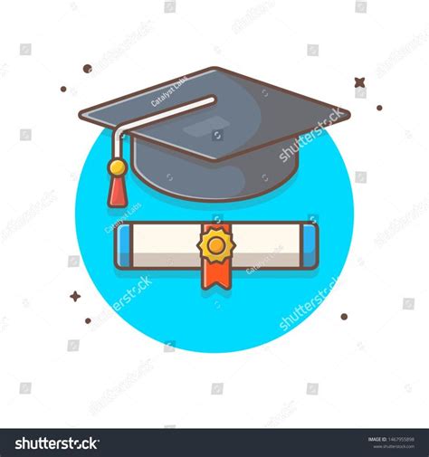 Graduate Cap With Scholarship Vector Illustration Back To School Icon