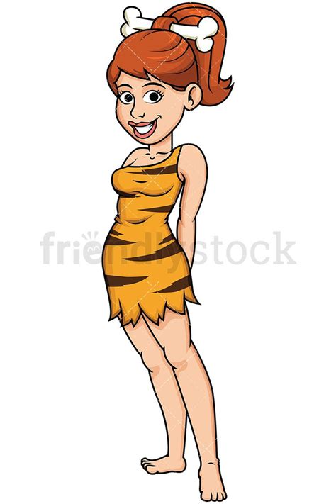Cave Woman With Bone In Hair Vector Cartoon Clipart Friendlystock Cartoon Clip Art Hair