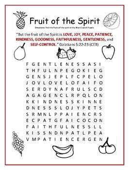 Fruit Of The Spirit Word Search Puzzle Galatians Tpt