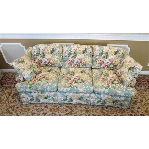 1980s Contemporary Overstuffed Upholstered Floral Sherrill Furniture
