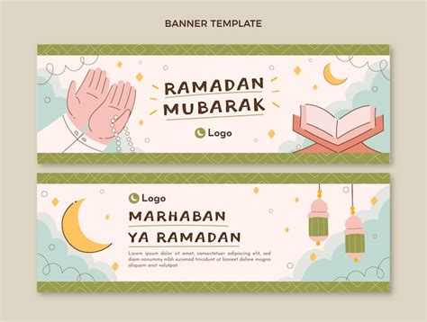 Premium Vector Flat Ramadan Horizontal Banners Set