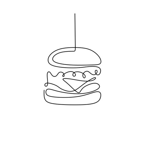 Desenho De Linha Contínuo De Um Hambúrguer Comida Minimalismo Design