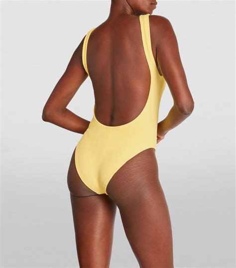 Womens Hunza G Yellow Square Neck Prene Swimsuit Harrods UK