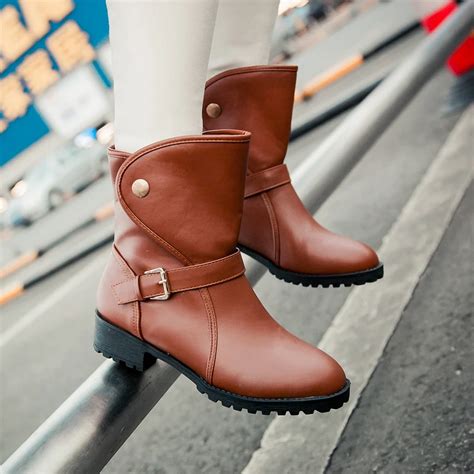 2018 Plus Size Women Ankle Cute Mid Calf Martin Boots Winter Soft