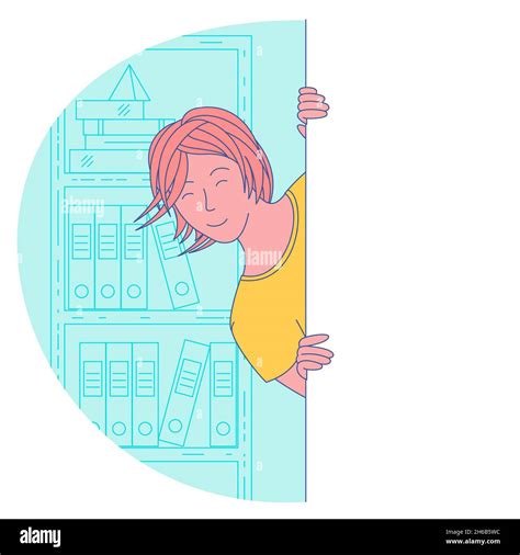 Young Woman Hiding Behind The Wall Stock Vector Image And Art Alamy