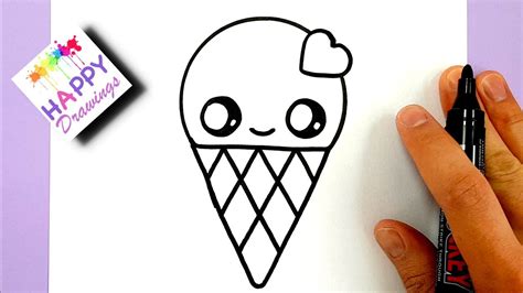 How To Draw A Cute Ice Cream With A Love Heart Cute And Easy