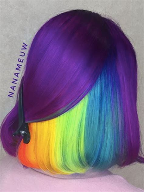 Purple Hair Color With Hidden Rainbow Layer Turns Heads On Instagram