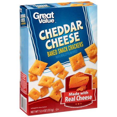 The % daily value (dv) tells you how much a nutrient in a serving of food contributes to a daily diet. Great Value Cheddar Cheese Baked Snack Crackers, 12.4 oz ...
