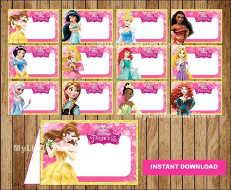 Disney Princess Food Labels Printable Disney Princess Food Tent Cards