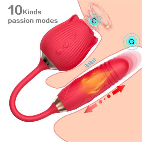 Rose Vibrator Suck Clit Tongue Licking G Spot Dildo Sex Toys For Women
