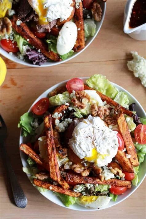 Steak And French Fry Salad With Blue Cheese Butter Poached Eggs
