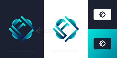 Modern And Abstract Letter F Logo Design In Blue Gradient Stock Vector
