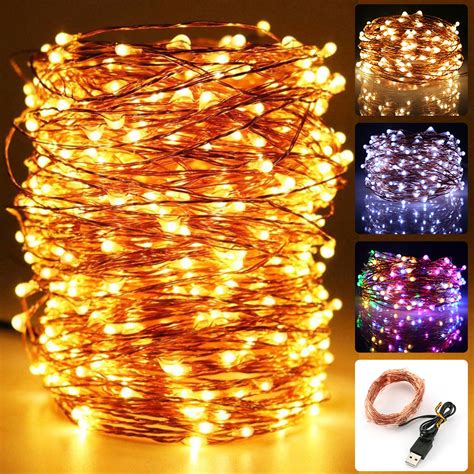 Usb Plug In Micro String Lights Usa 200 Led Copper Wire Party Static
