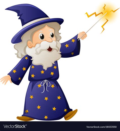 Old Wizard With Magic Wand Royalty Free Vector Image