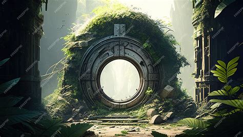 Premium Ai Image A Mysterious Looking Portal In The Jungle
