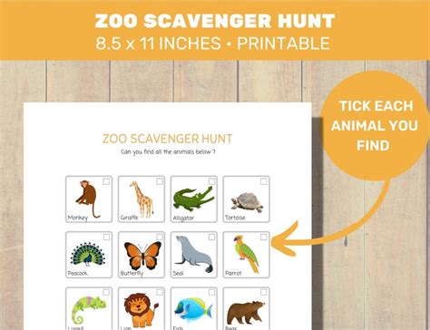 Zoo Scavenger Hunt Printable Zoo Treasure Hunt Game For Kids Outdoor