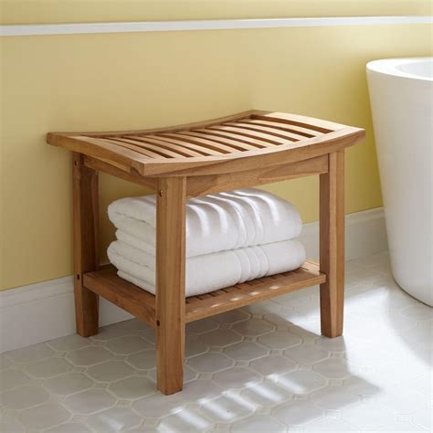 The latest trends in modern house design and decorating. Bathroom : Unpolished Teak Wood Bathroom Stool With Open ...