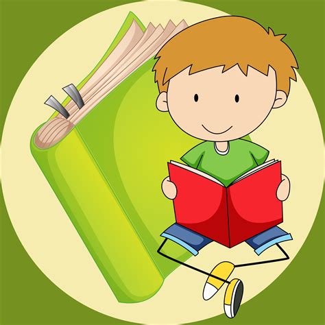Little Boy Reading Book 368318 Vector Art At Vecteezy
