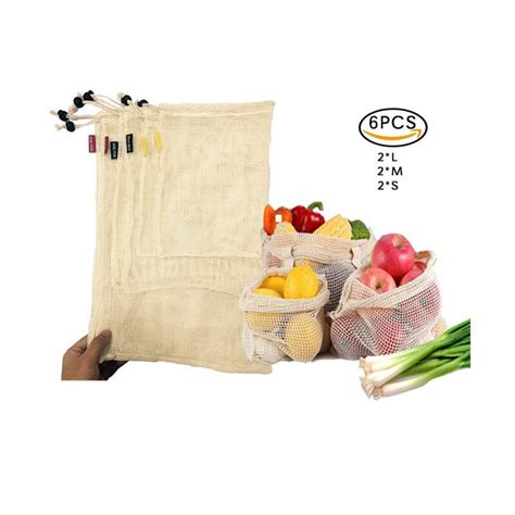 Buy 6pcs Reusable Produce Bags Cotton Vegetable Bags