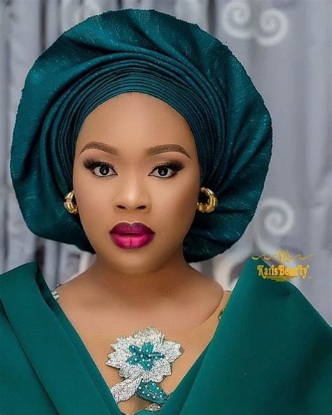Africa Party Emerald Green Nigeria Gele Headtie Hat Aso Oke Fabricgeleheadwrapready To Wear
