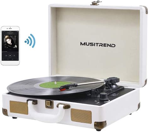 Musitrend Record Player Portable Turntable 3 Speed Belt Drive Suitcase