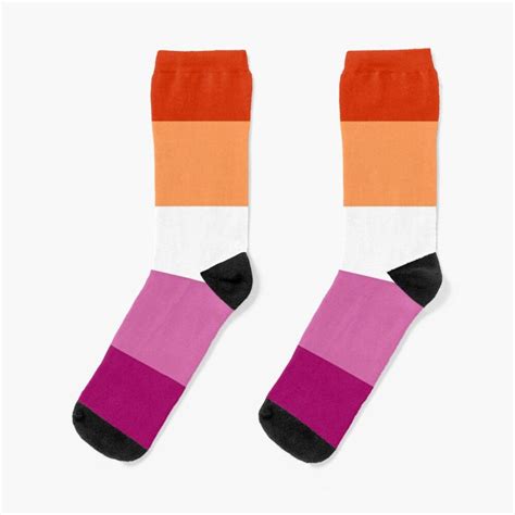 Orange And Pink Lesbian Pride Flag Socks By Bohemianatlas Lesbian