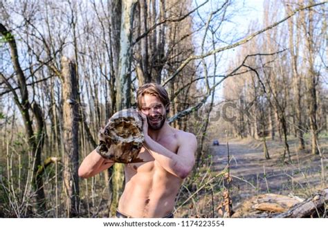 Lumberjack Woodman Sexy Naked Muscular Torso Stock Photo 1174223554