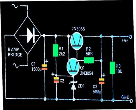 Regulated High Current Ripple Free Power Supply Circuit Using 2n3055
