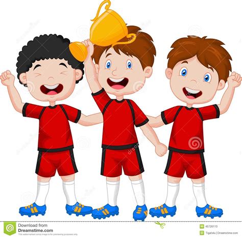 Little Boys Cartoon Celebrate His Trophy Stock Vector - Illustration of celebrate, game: 45726113