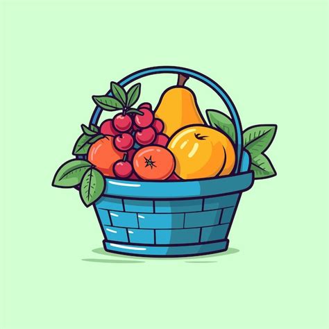 Illustration Clipart De Panier De Fruits Frais Vecteur Premium