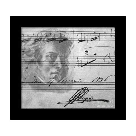 Frederic Chopin Portrait And Original Musical Score Framed Print
