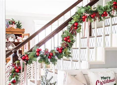 Christmas Banister Garland With Ornaments Diy Beautify Creating