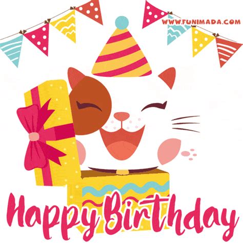 Birthday Cat  Cute Kitten Jumping Out Of A T Box — Download On