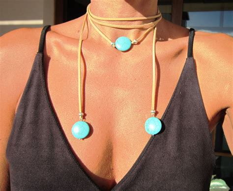 Wrap Turquoise Statement Necklaces For Women Choker Necklace Etsy