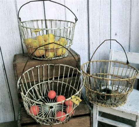 Vintage Metal Egg Baskets Set Of Three Industrial By Maisjamais 9995