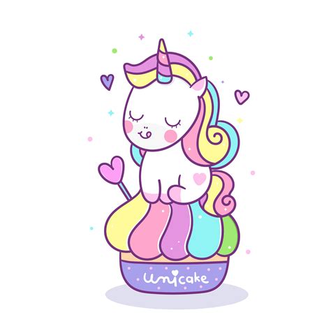 Cute Unicorn Cupcake Cartoon With Sweet Cupcake Cartoon Muffin