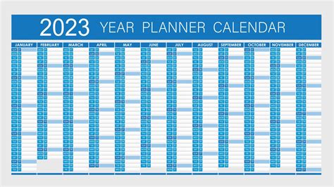 Planejador Do Ano 2023 Calendário Do Planejador De Parede Cor Azul