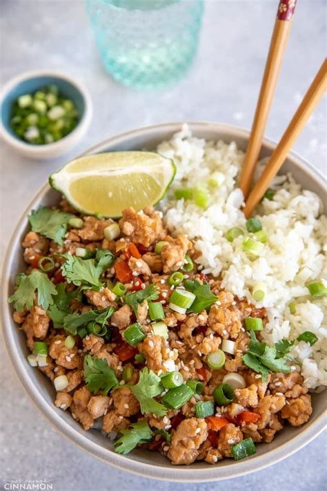 Asian Ground Turkey Rice Bowl Healthy Meal Prep Recipe