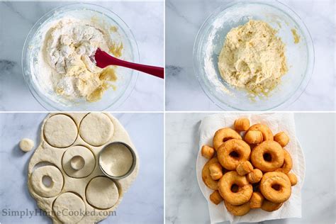 Steps For Making Old Fashioned Sour Cream Donuts Including Stirring