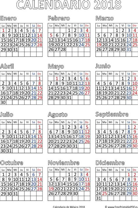 Calendario De México 2018 Gratis Descargar Calendário 2018 Modelo De