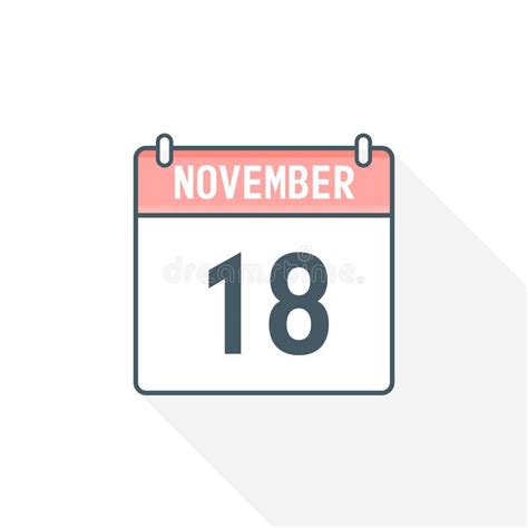 18th November Calendar Icon November 18 Calendar Date Month Icon