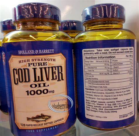 Holland And Barrett Cod Liver Oil 1000mg 120 Capsules Food Supplement