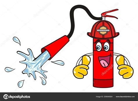 Cartoon Character Fire Extinguisher Giving Both Thumbs Water Coming Out — Stock Vector © Udaix