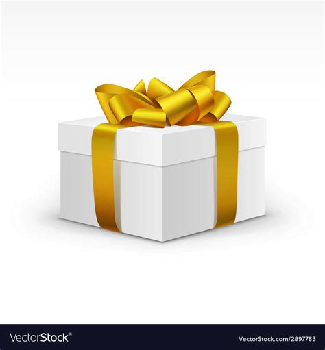 White T Box With Yellow Gold Ribbon Isolated Vector Image