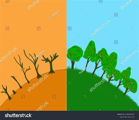 Drawing Comparing Hot Areas Area Covered Stock Illustration 2186648545