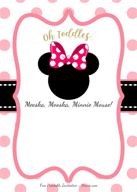 Free Pink Minnie Mouse Birthday Party Diy Printable Invitation Free