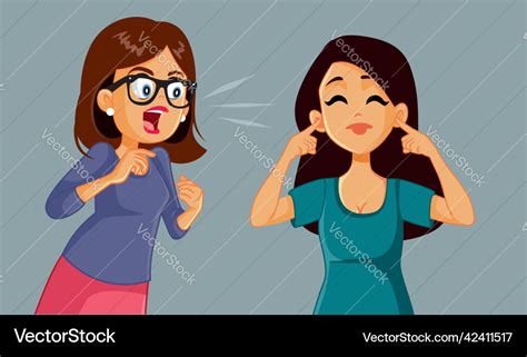 Mother Yelling At Her Teenage Daughter Cartoon Vector Image